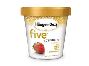 Haagen-dazs Five ice cream in the US uses only five ingredients which are disclosed on the front of its pack.